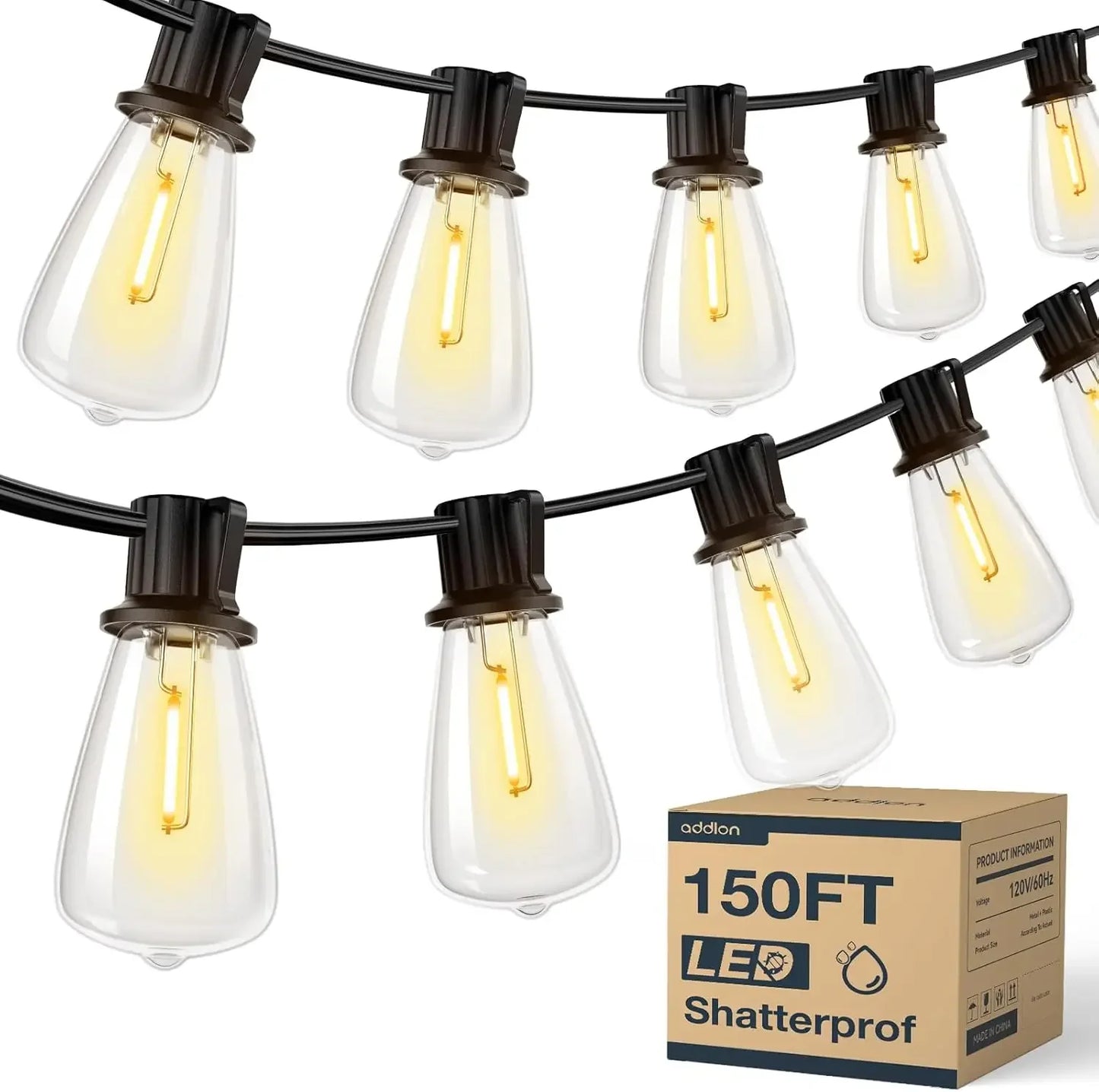MIMIRGB LED Outdoor String Lights Dimmable Waterproof Shatterproof