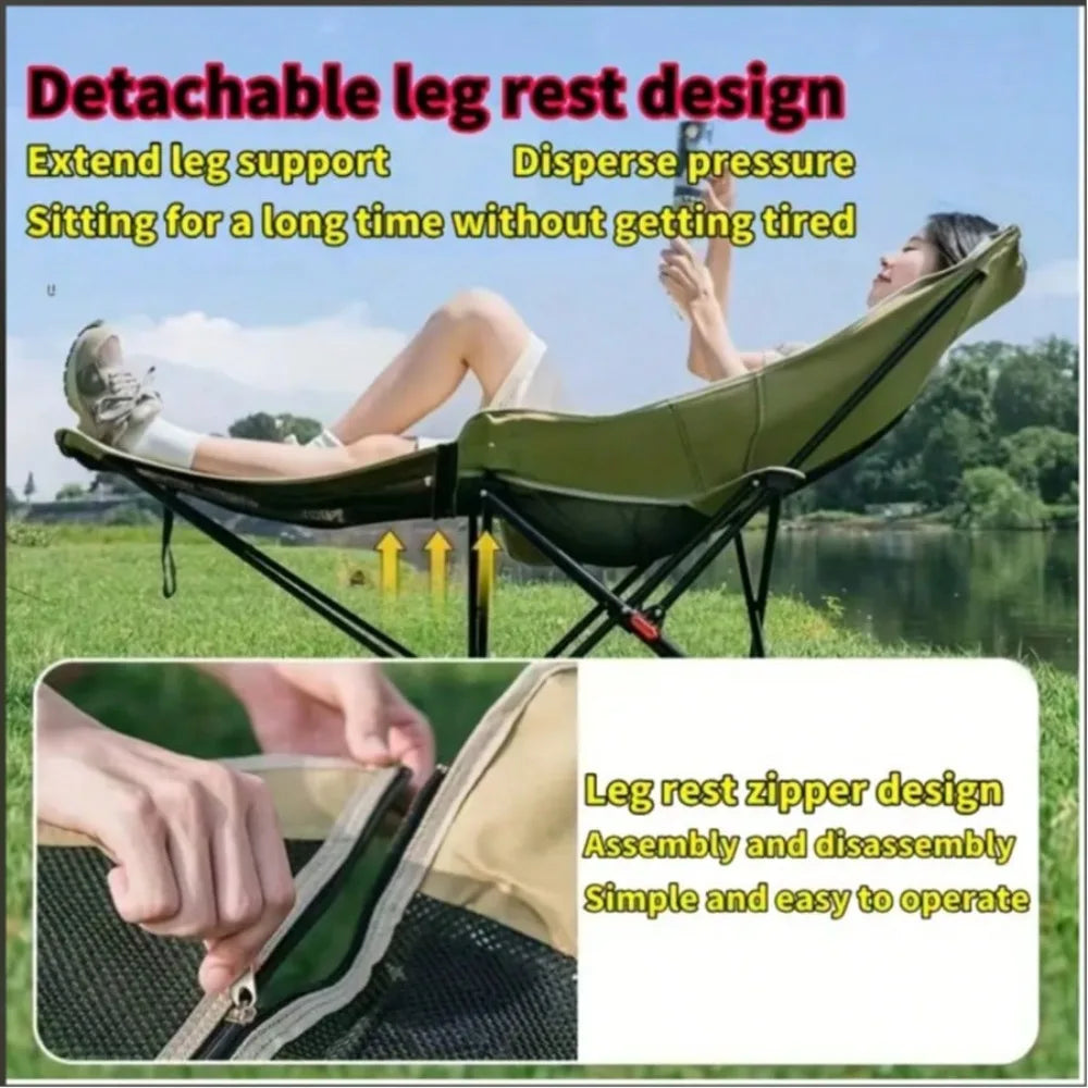 3-Position Adjustable Outdoor Folding Chair - Portable Camping & Beach Lounge Chair With 3-Level Reclining Positions, Lightweigh
