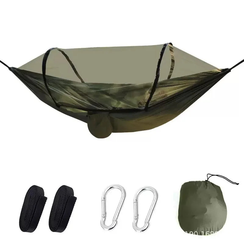 2-In-1 Camping Hammock With Mosquito Net 1.6lbs Ultralight Parachute Nylon Hanging Bed For Outdoor Survival Travel Backyard