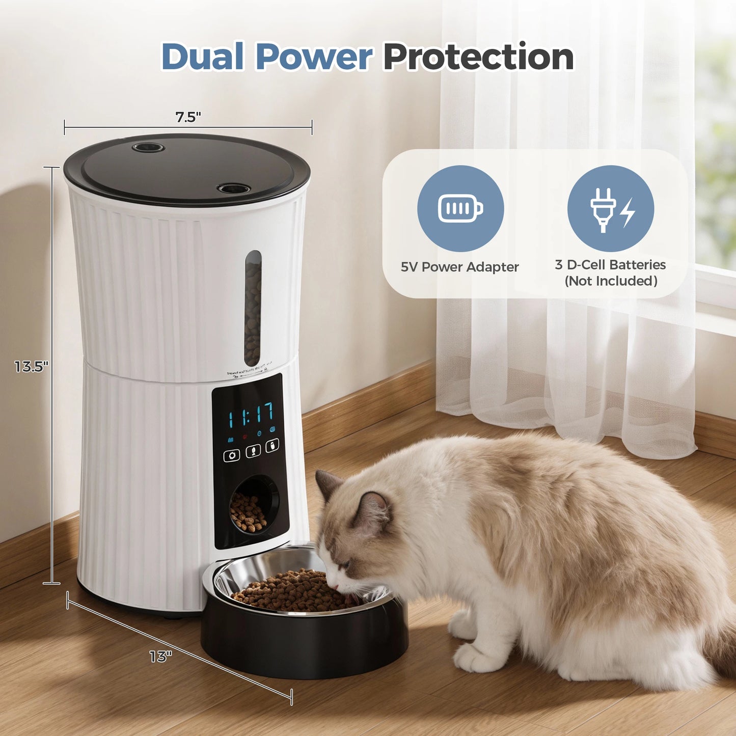 Automatic Cat Feeder With WiFi Timed Dispenser And App Control