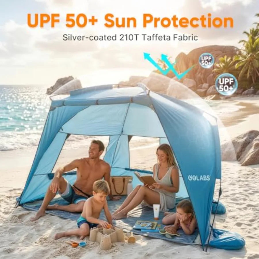 Pop Up Beach Tent Shelter With Attached Pole UPF 50