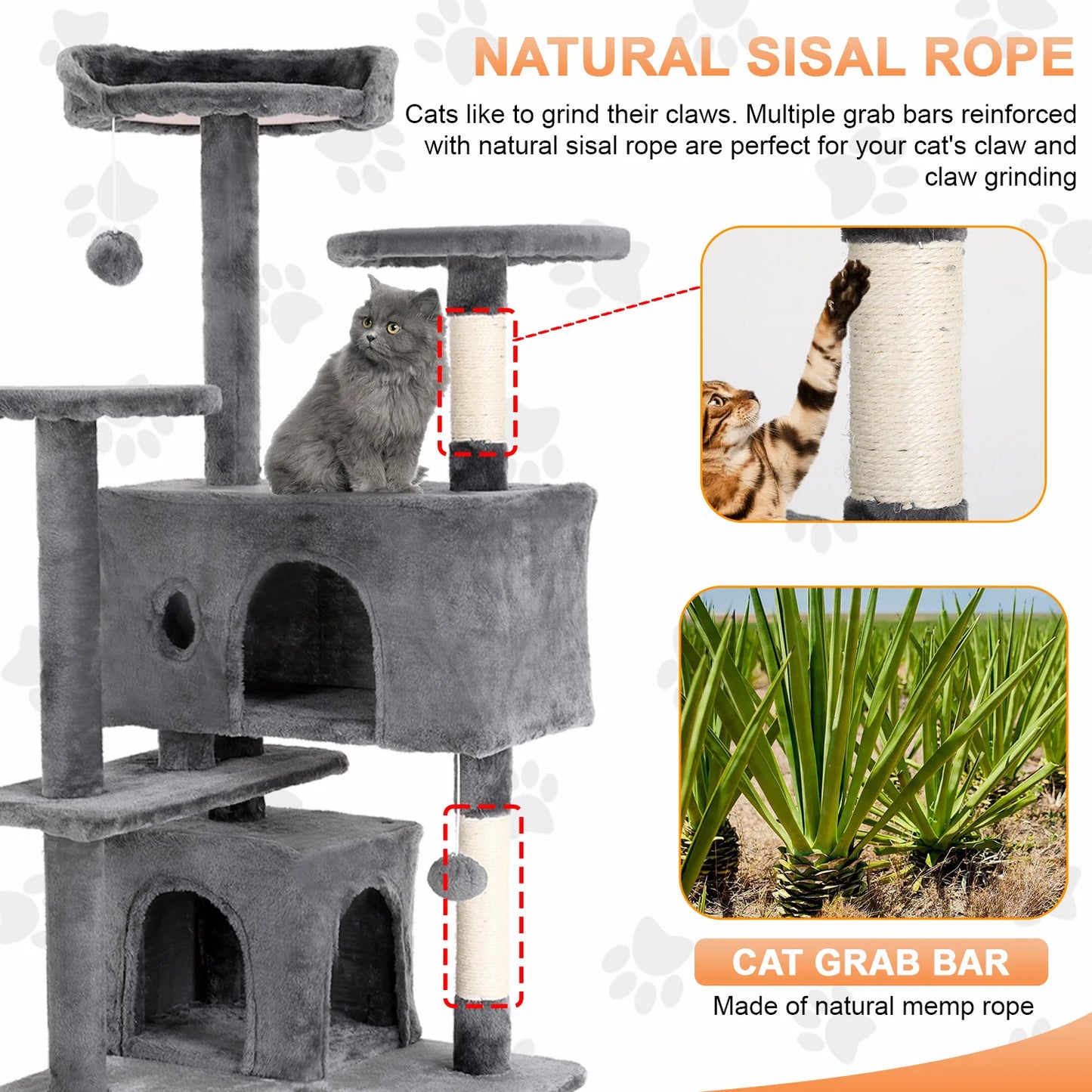 Cat Tree Tower With Sisal Posts And Dangling Ball