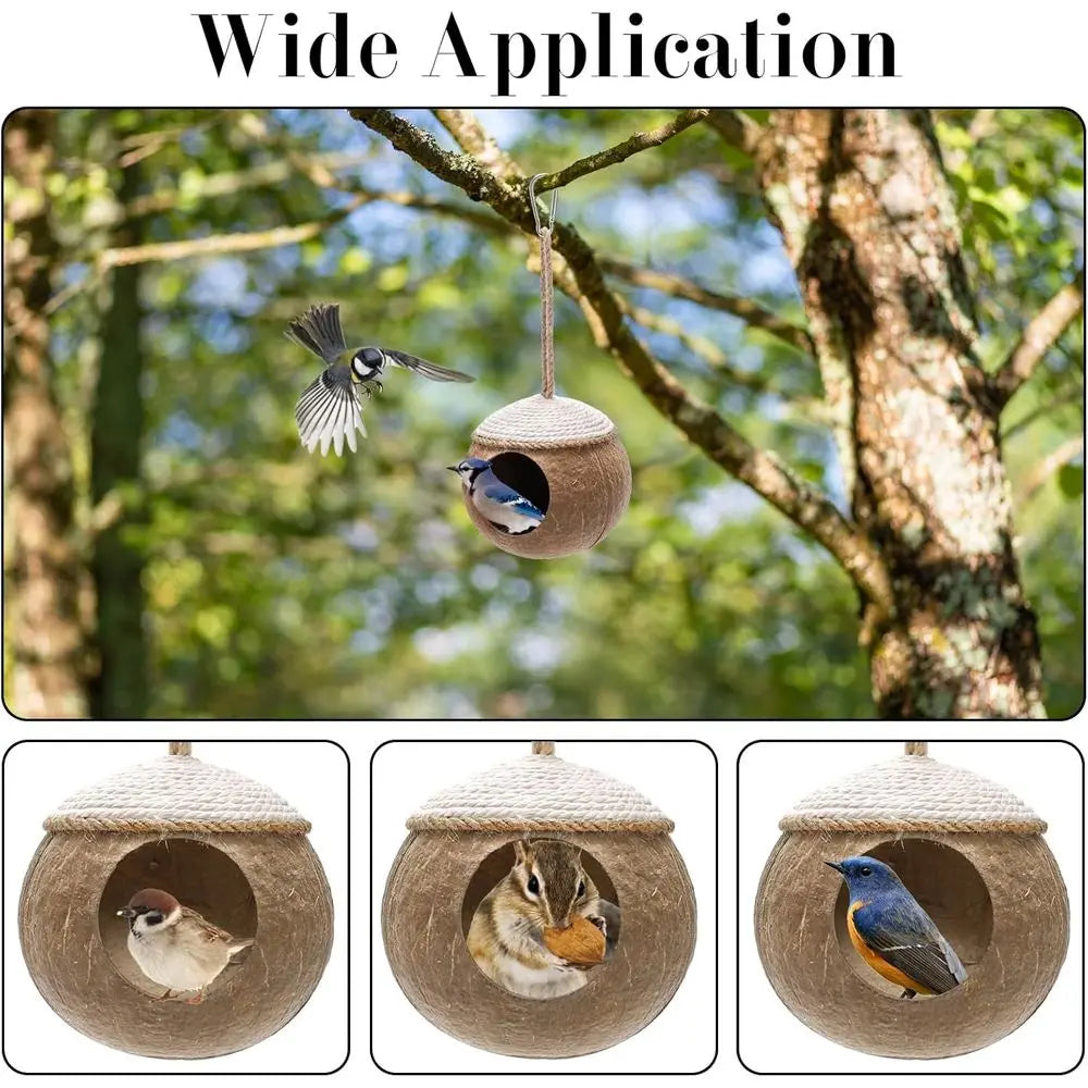 Coconut Bird Nest Hanging Birdhouse For Parrot 2 Pack