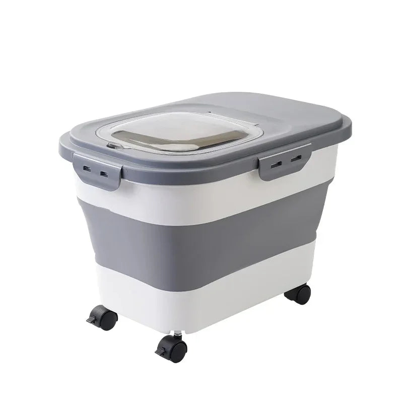 Collapsible Airtight Pet Food Storage Container With Sealed Lid