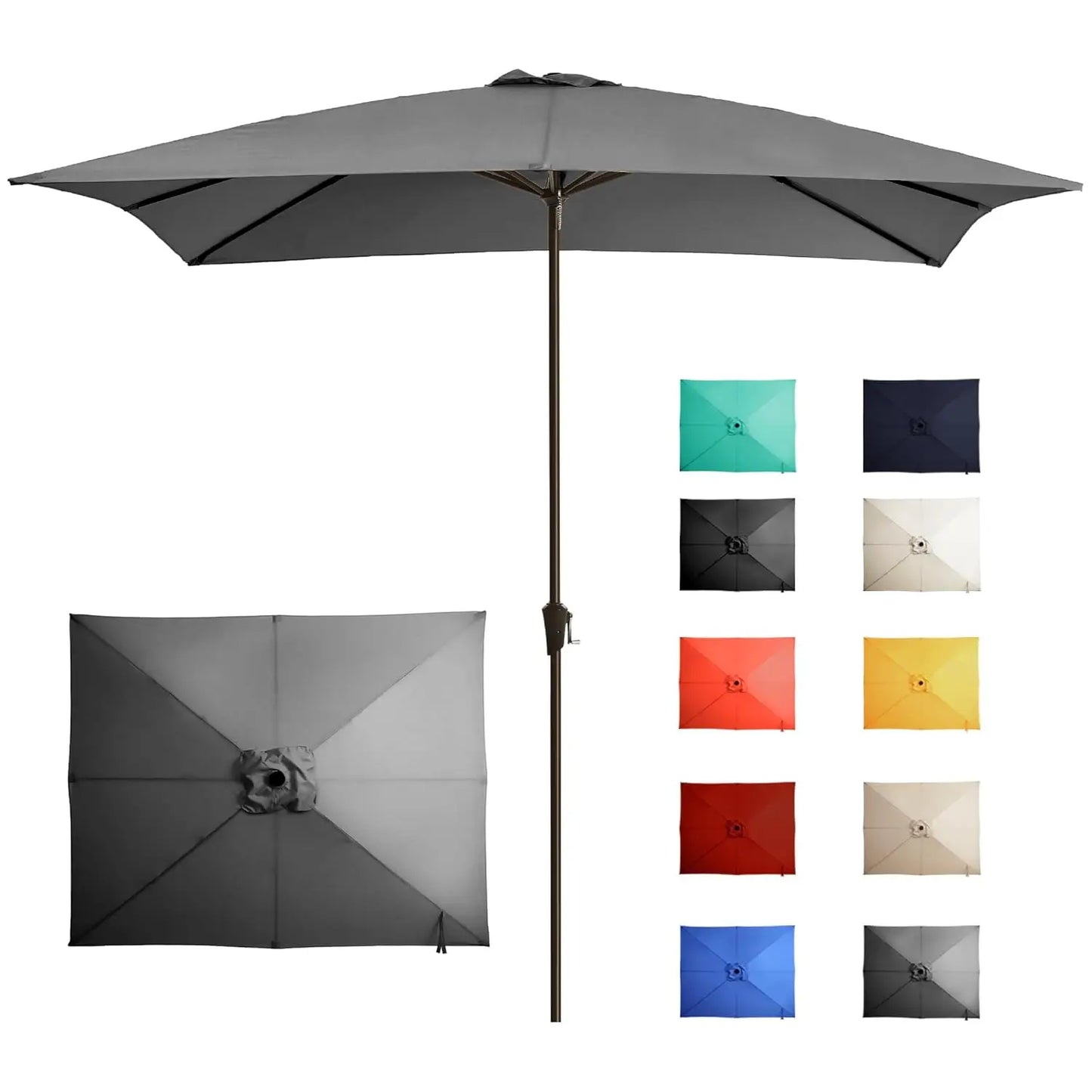 8x10FT Large Rectangular Patio Umbrella Outdoor Table Umbrella w/Crank Rectangle Market Umbrella UV Protection for, Customized