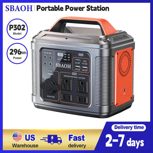 SBAOH Portable Power Station 300W Solar Generator 296Wh with AC