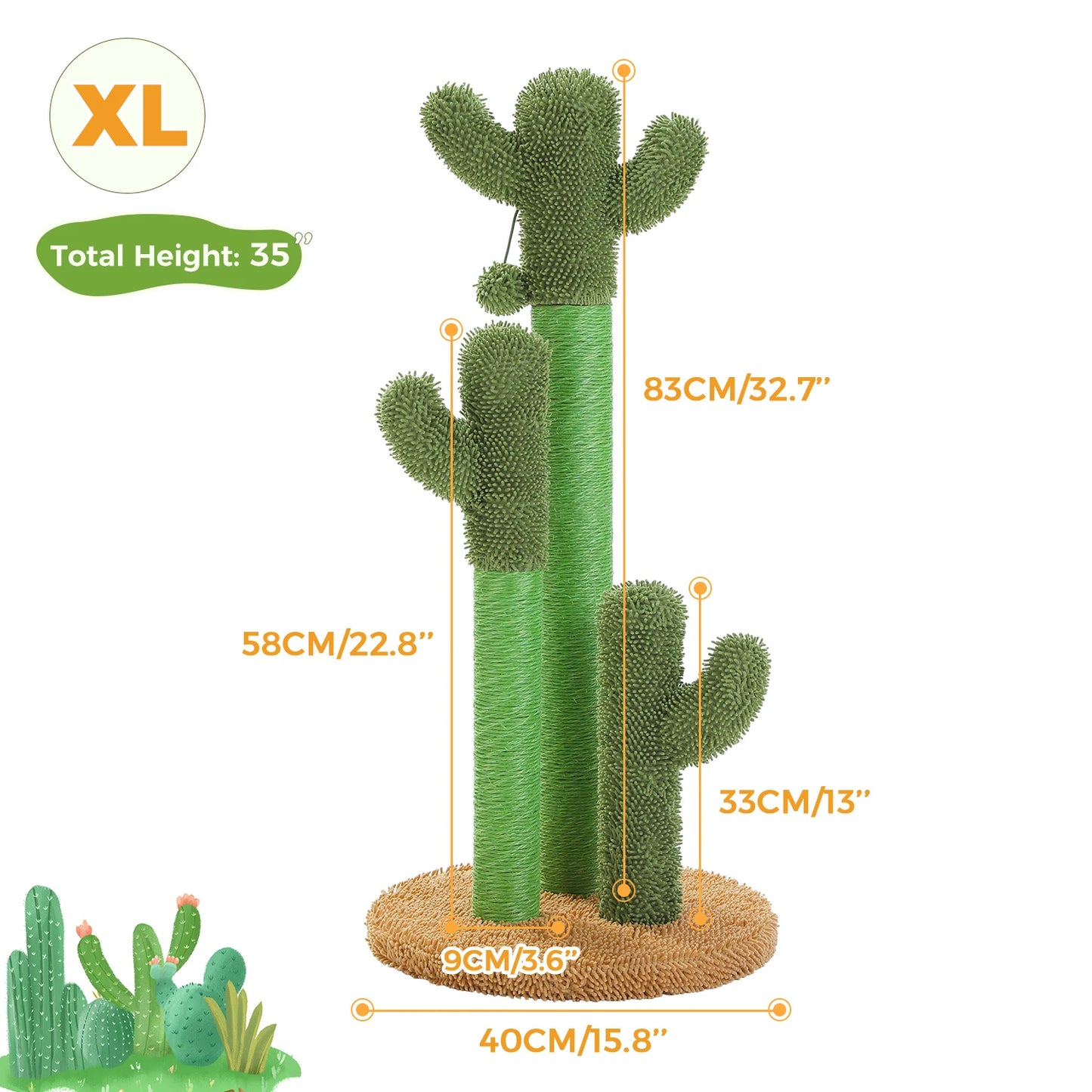 PEQULTI Cactus Cat Tree Indoor Cat Tower With Condo Hammock