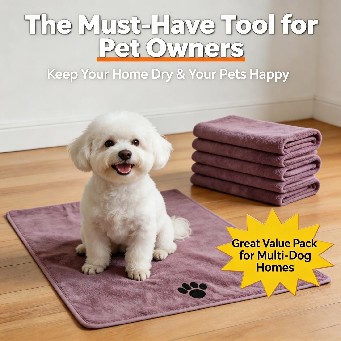 Pet Bath Towel Microfiber Super Absorbent Quick Dry Dogs Cats
