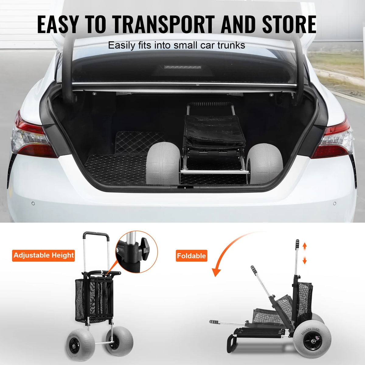 SucceBuy Beach Dolly With Big Wheels and Cargo Deck