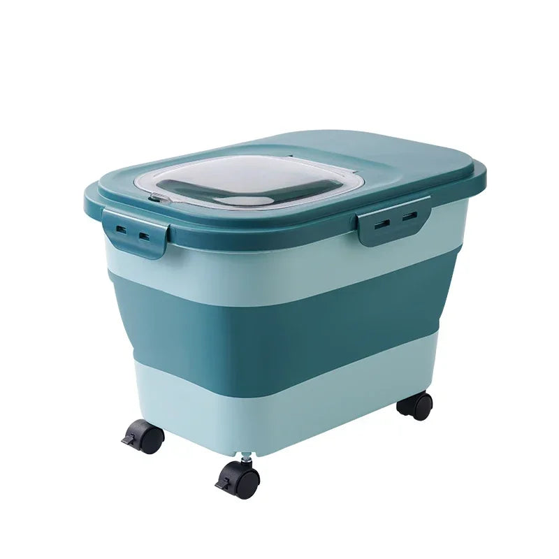 Collapsible Airtight Pet Food Storage Container With Sealed Lid
