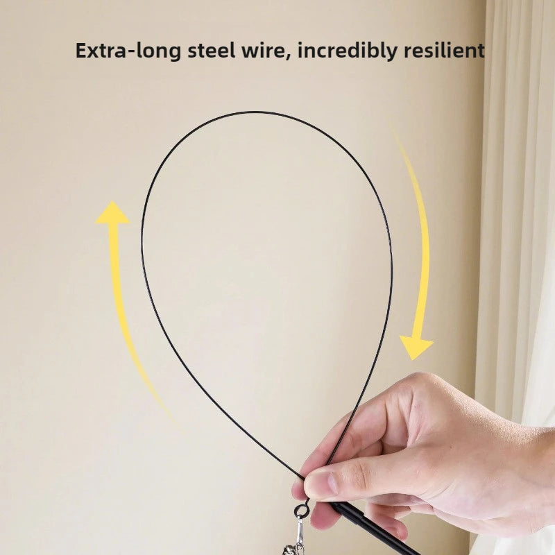 Cat Funny Cat Stick Steel Wire Long Pole Feather Cute Cat Toy Kitten Fishing Rotating Self-pleasure Relief Pet Toy
