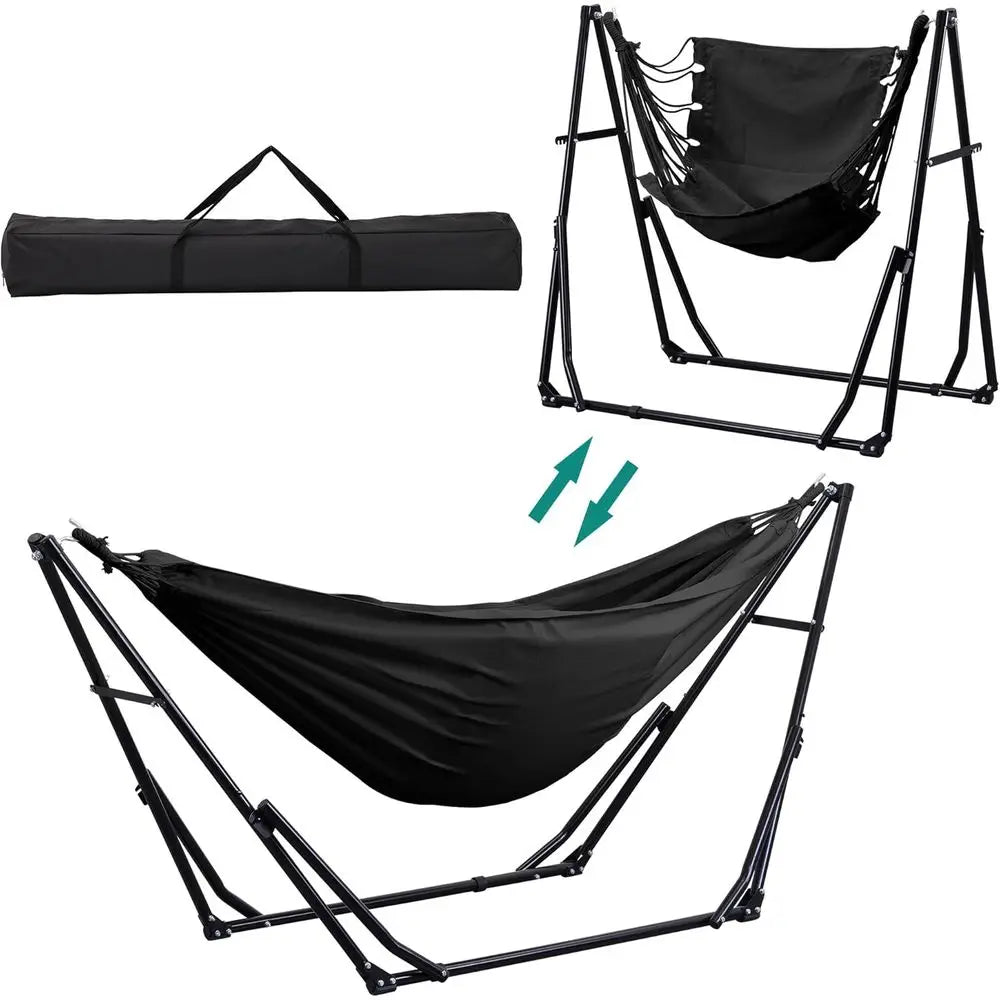 Portable Two-In-One Hammock And Swing Chair With Stand And Bag