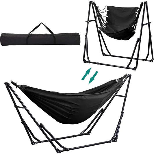 Portable Two-In-One Hammock And Swing Chair With Stand And Bag