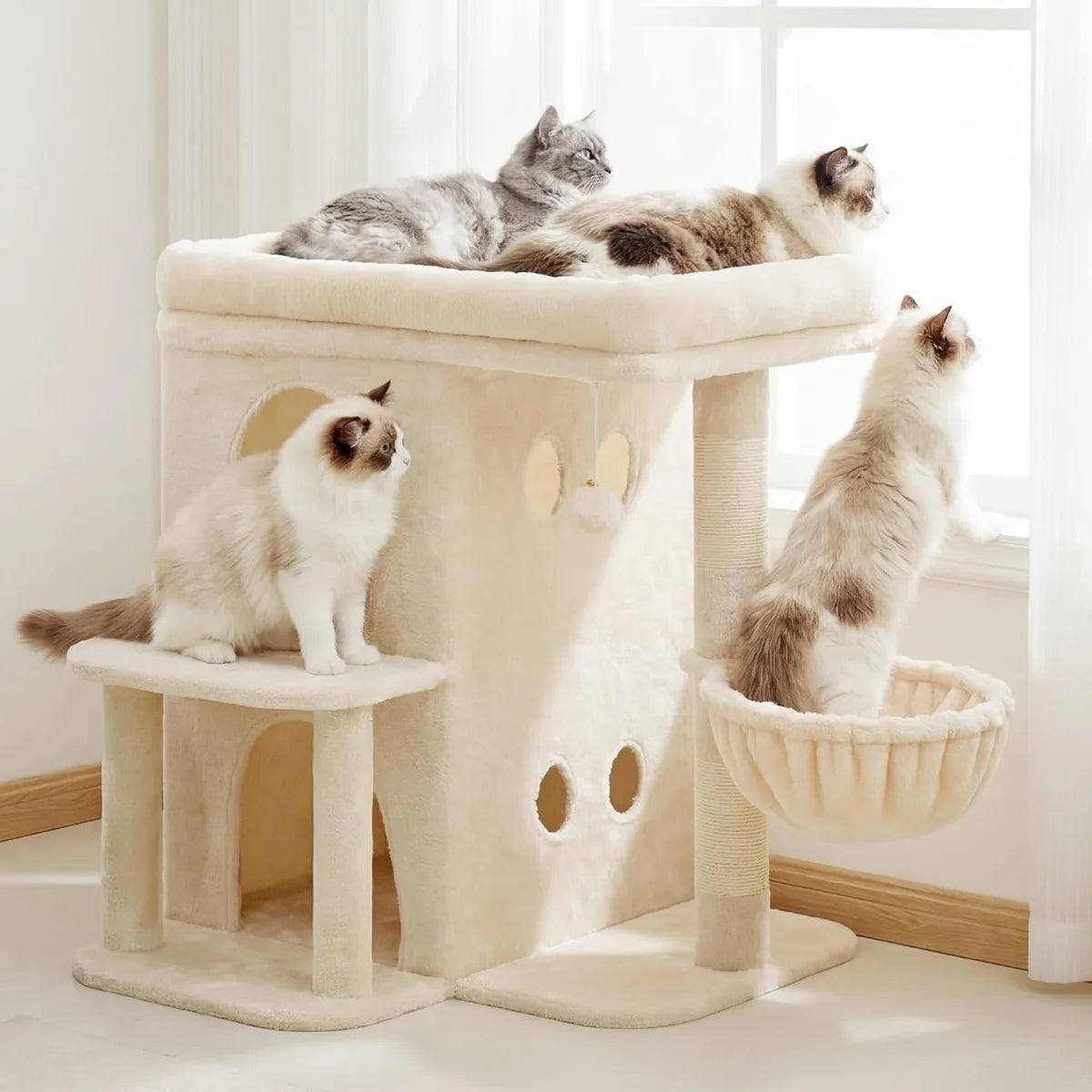 NBVCX Cat Tree With Large Perch And Dual Condos Indoor