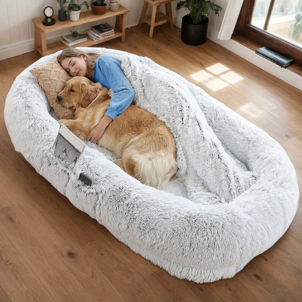 GUANGLIE Orthopedic Dog Bed With Washable Faux Fur