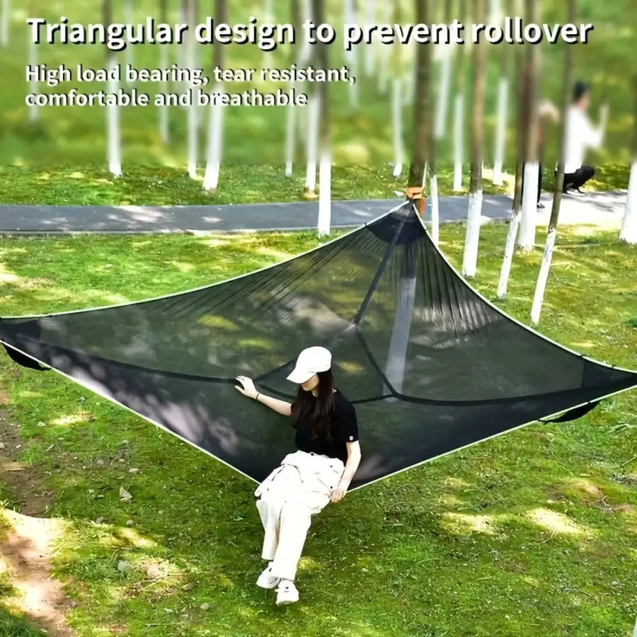 Heavy-Duty Triangle Hammock, 440 LBS/200 KG Weight Capacity, Oversized 110.24 Inch Portable Outdoor Swing Bed With Storage Bag &