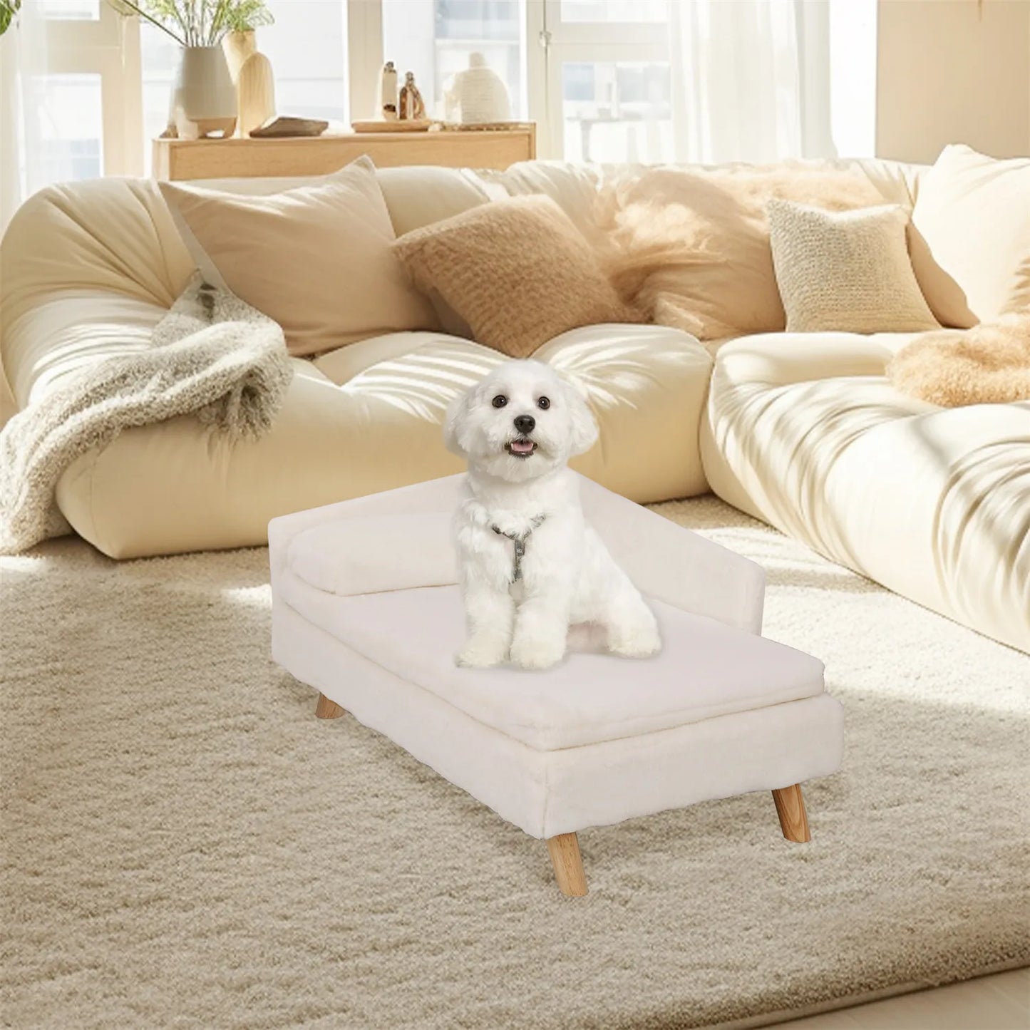 BINGOPAW Elevated Pet Bed With Nordic Stool And Waterproof Pad