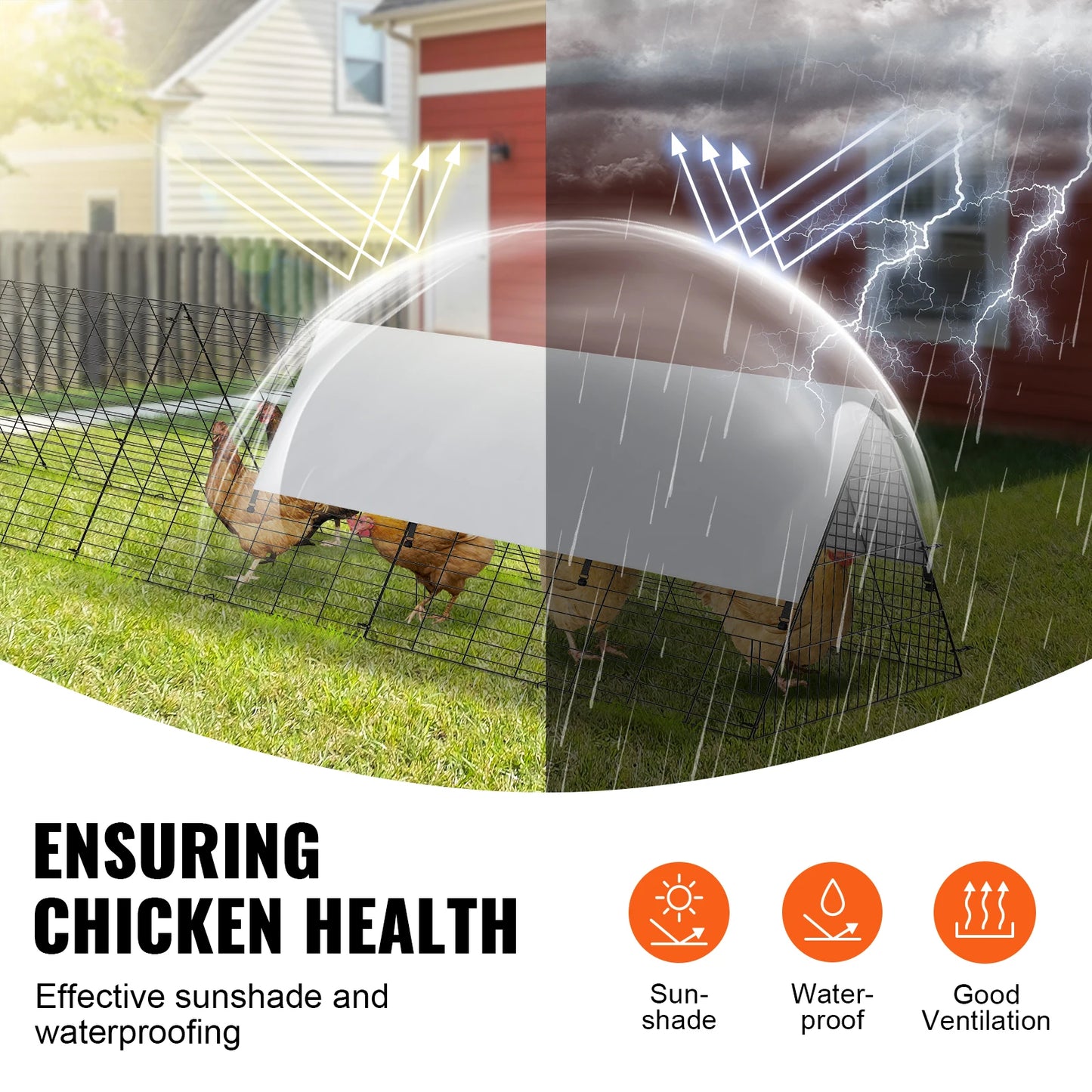 SucceBuy Chicken Tunnels For Yard With Corner Frame Portable