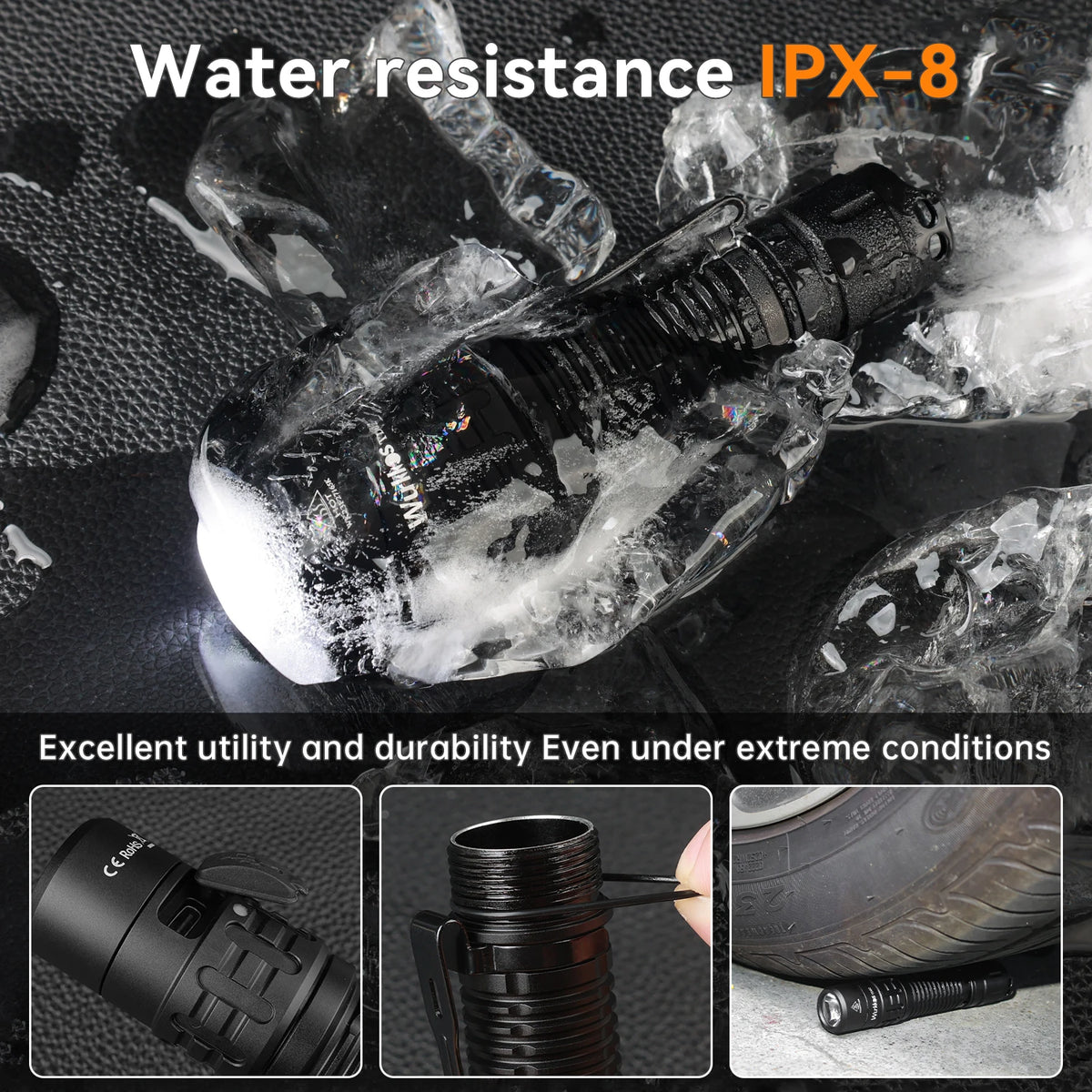 Wurkkos TD02 Tactical Flashlight 2000 Lumens Rechargeable 18650 Laser Pointer
