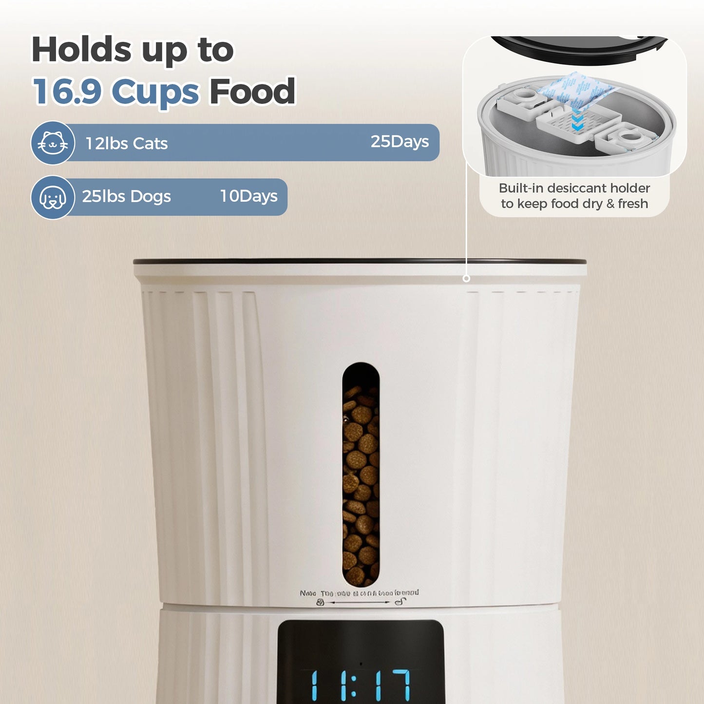 Automatic Cat Feeder With WiFi Timed Dispenser And App Control