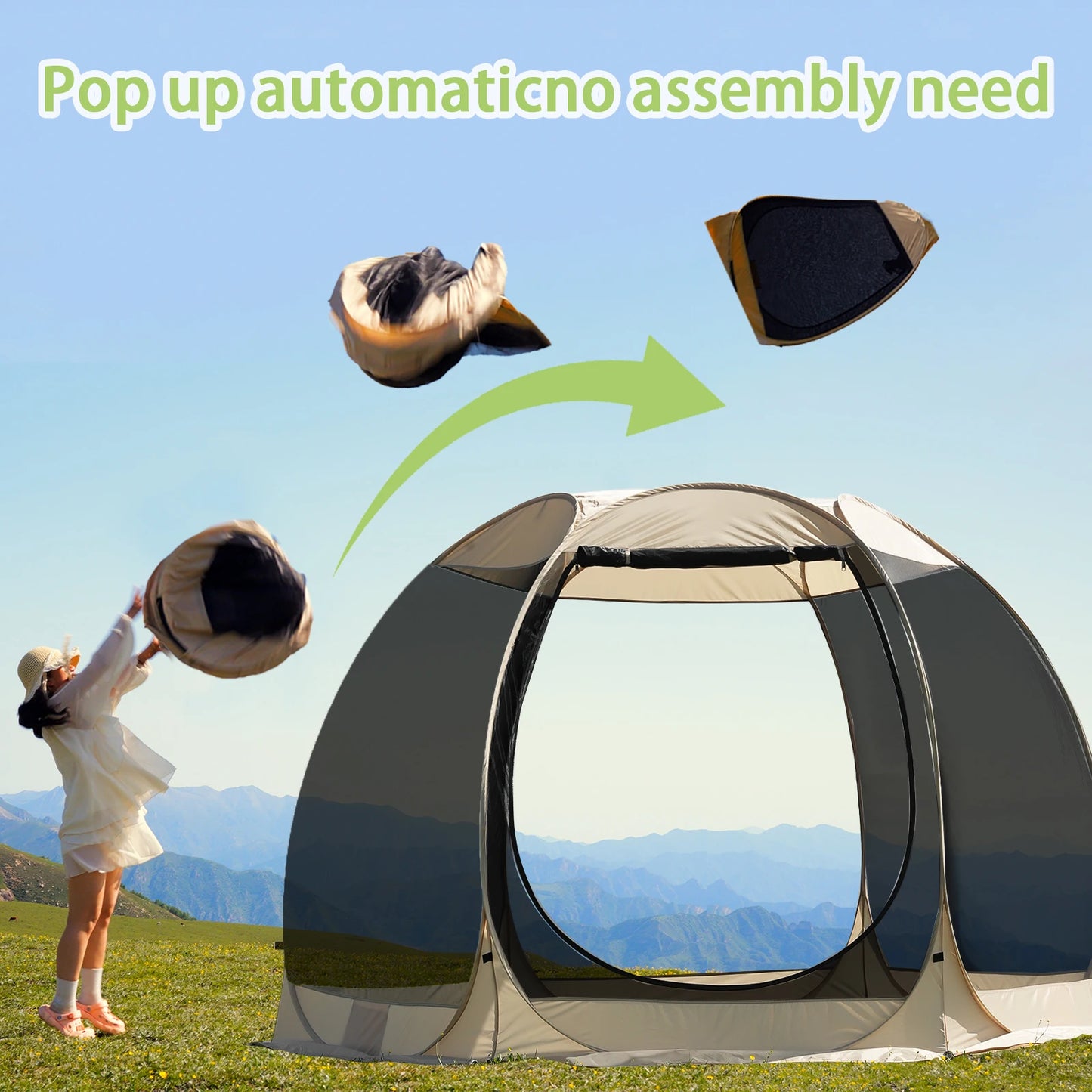 Pakicetus Family Pop Up Shelter With Mesh Walls Camping Tent