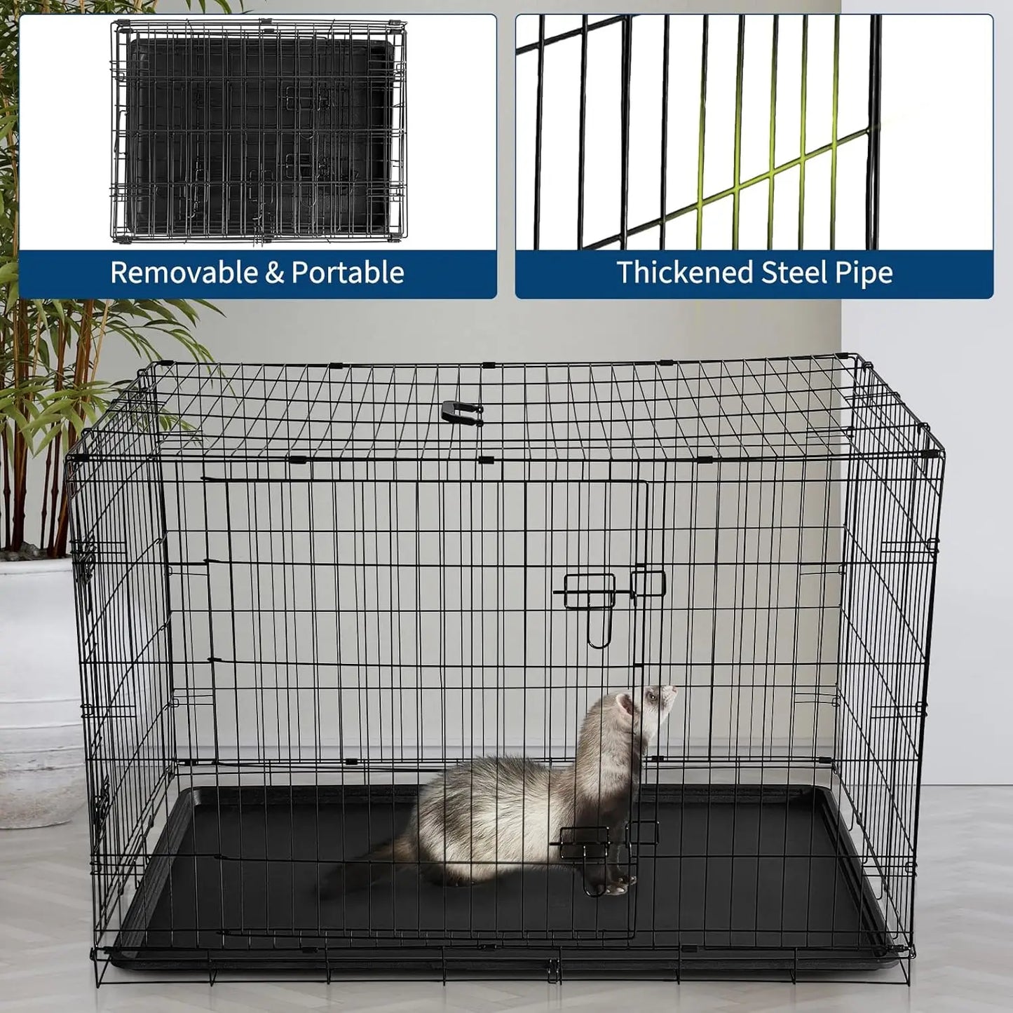 HiMISS Portable Folding Rabbit Cage With Slide Out Tray