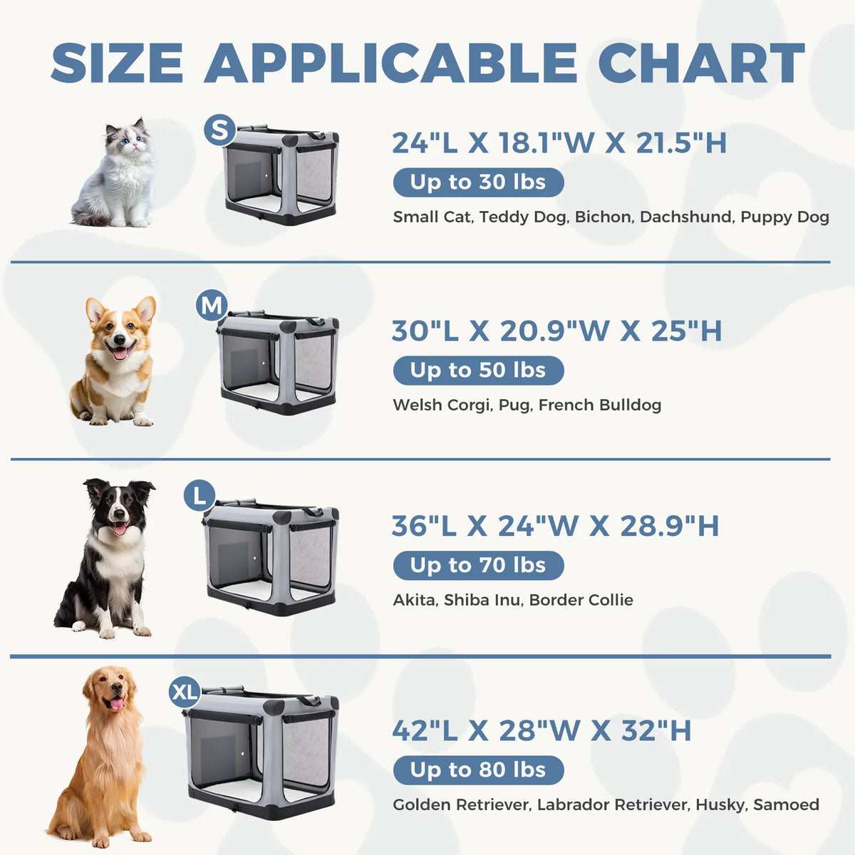 JHK Portable Foldable Dog Crate With Three Doors Pet Kennel