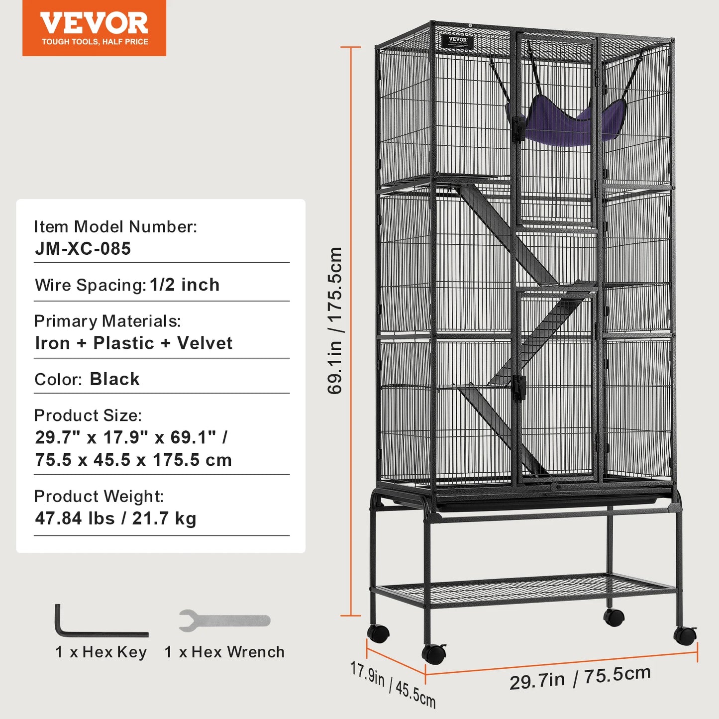 SucceBuy Rolling Metal Ferret Cage Four Tier Critter Nation Cage