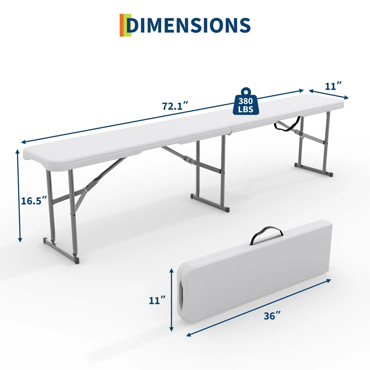 Studyset Portable Folding Bench HDPE Top With Carrying Handle Outdoor