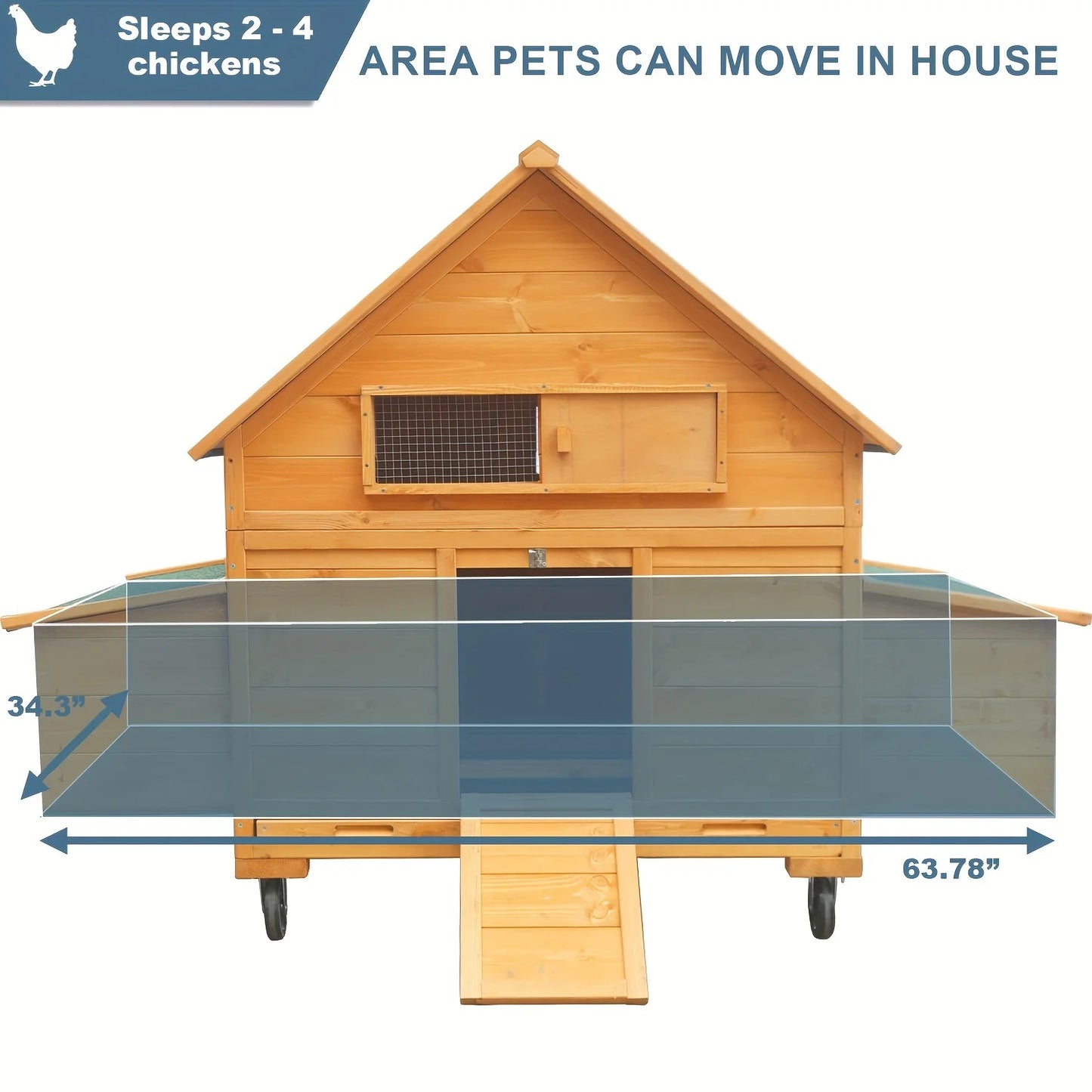 Mobile Wooden Chicken Coop On Wheels With Nesting Box