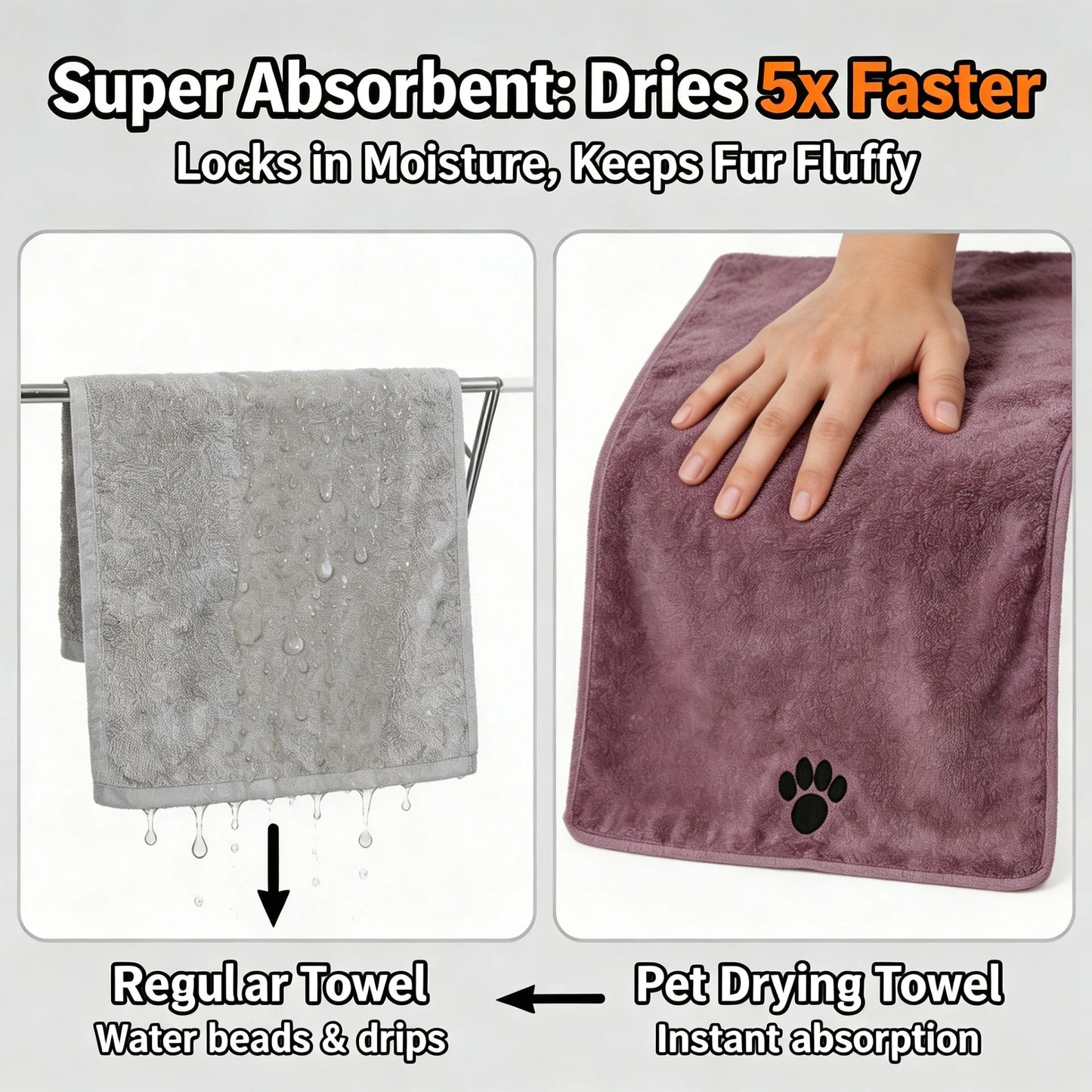 Pet Bath Towel Microfiber Super Absorbent Quick Dry Dogs Cats