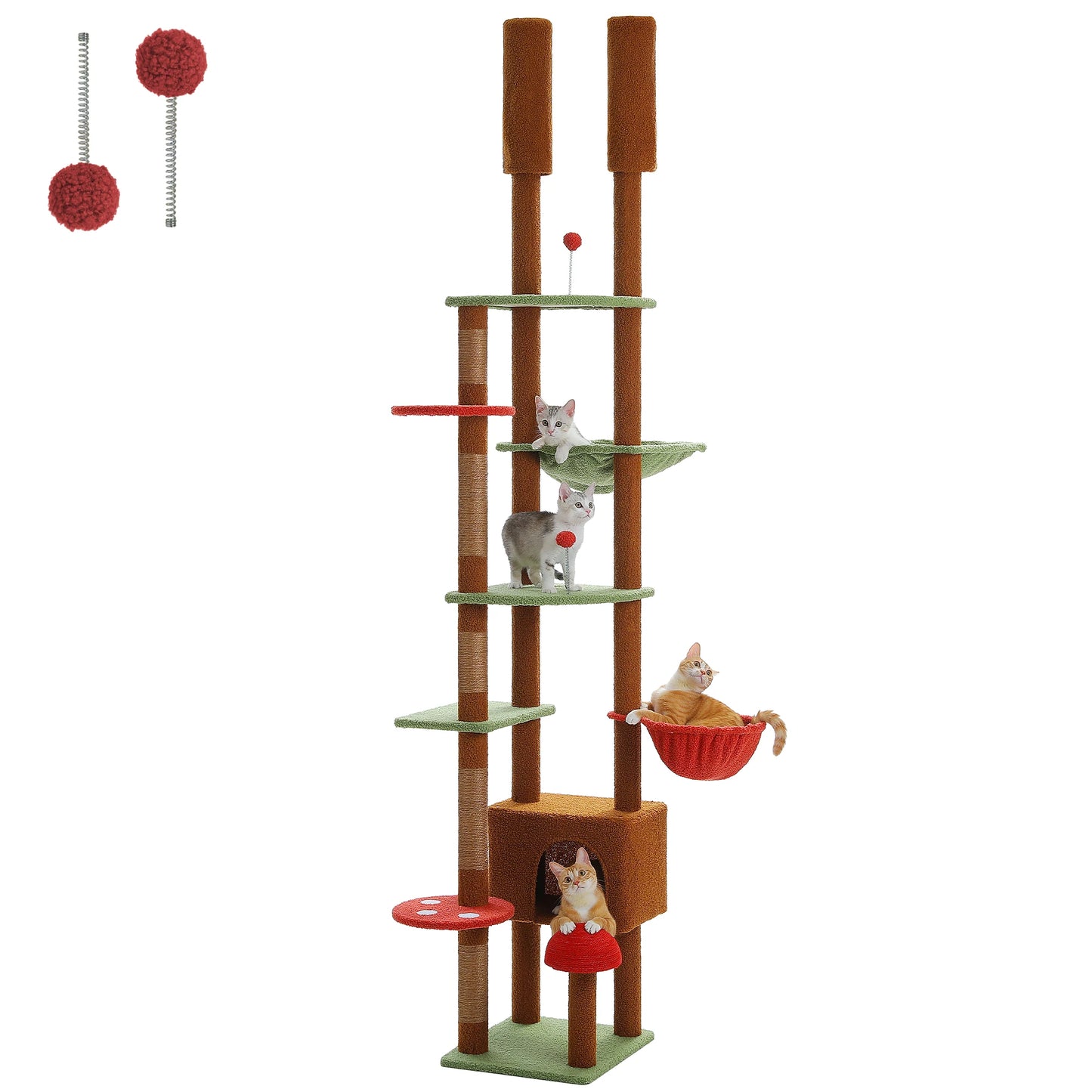 PETEPELA Cat Tree Floor To Ceiling Adjustable Tower With Hammock