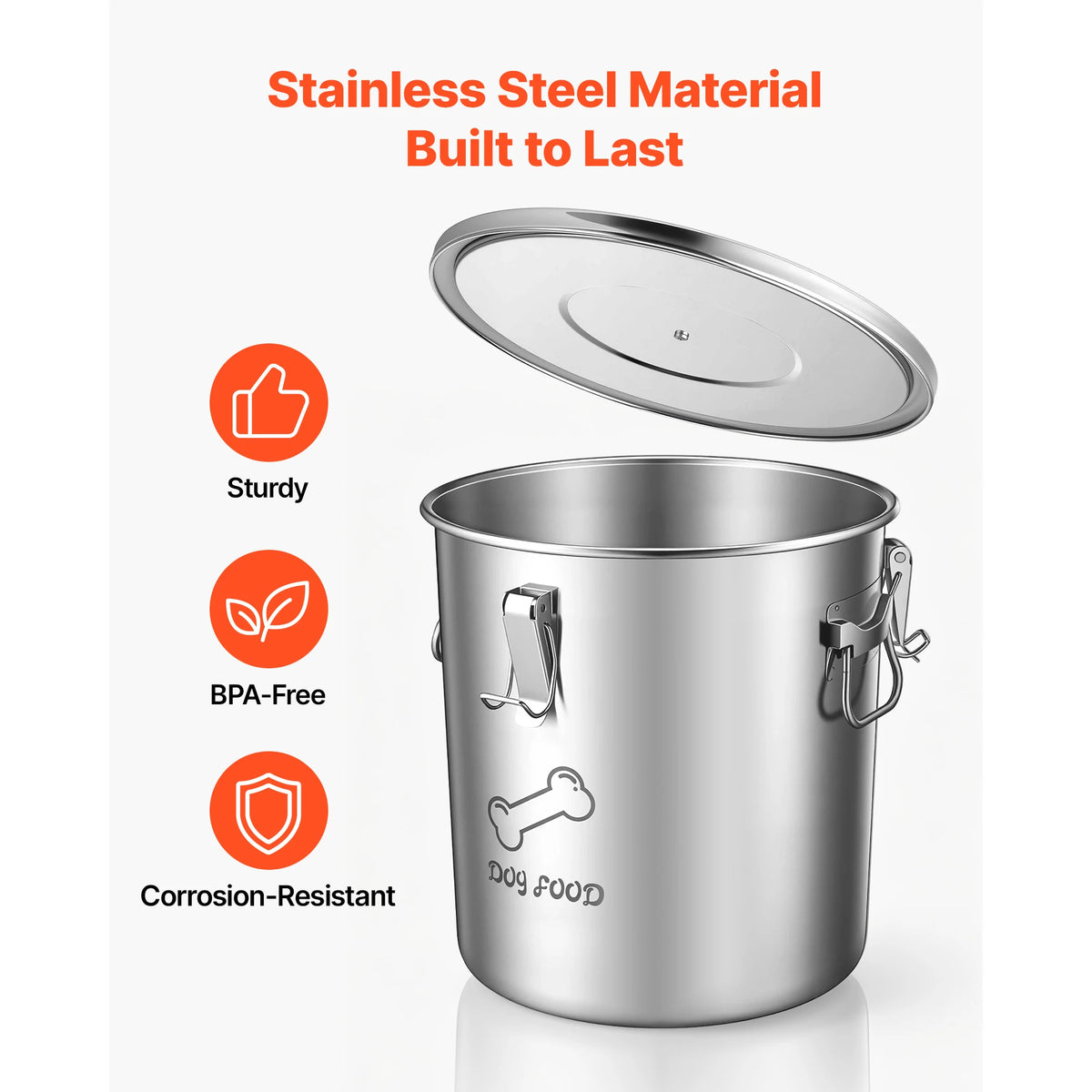 Stainless Steel Airtight Pet Food Storage Container With Dual Handles