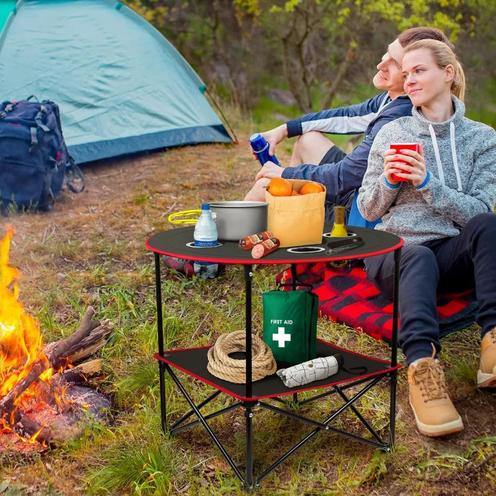 XIUWO Portable Folding Camping Table With Cup Holders