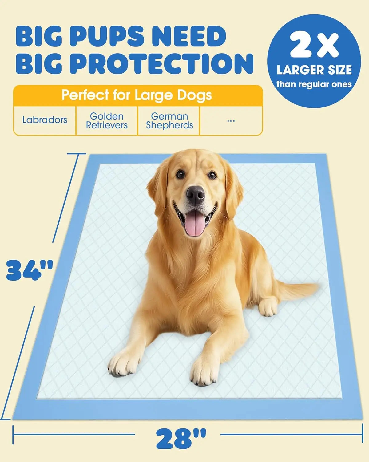 None Large Dog Pee Pads Six Layer Absorbent Quick Dry