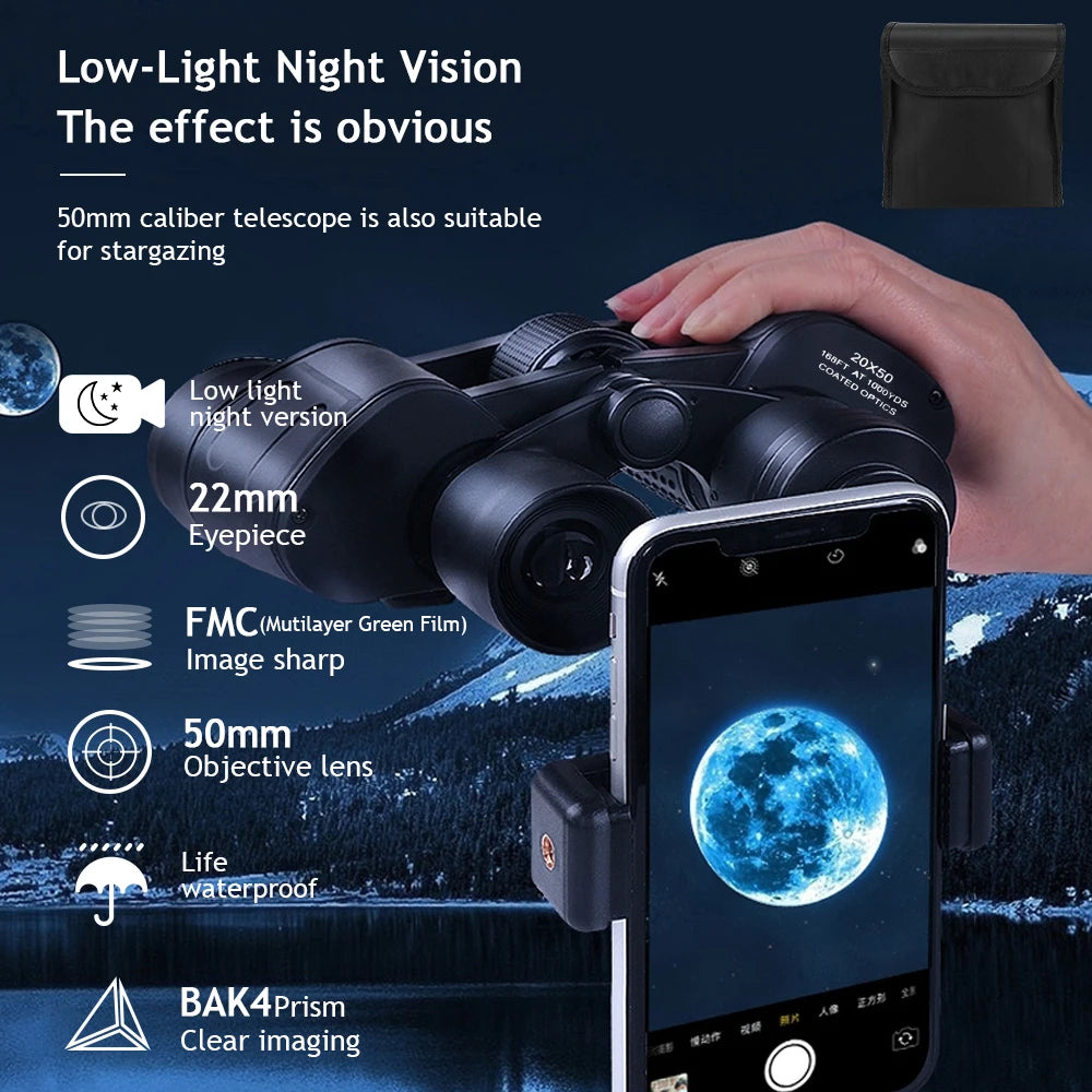 Professional 180x Binoculars With BAK4 Prism Waterproof