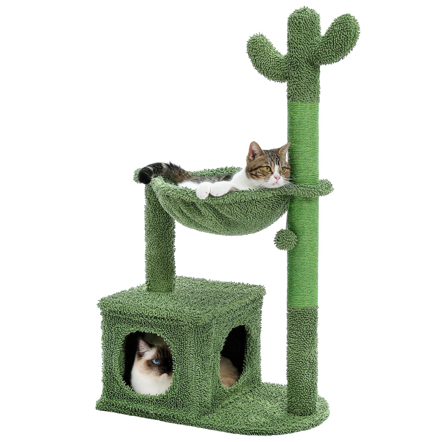PEQULTI Cactus Cat Tree Indoor Cat Tower With Condo Hammock
