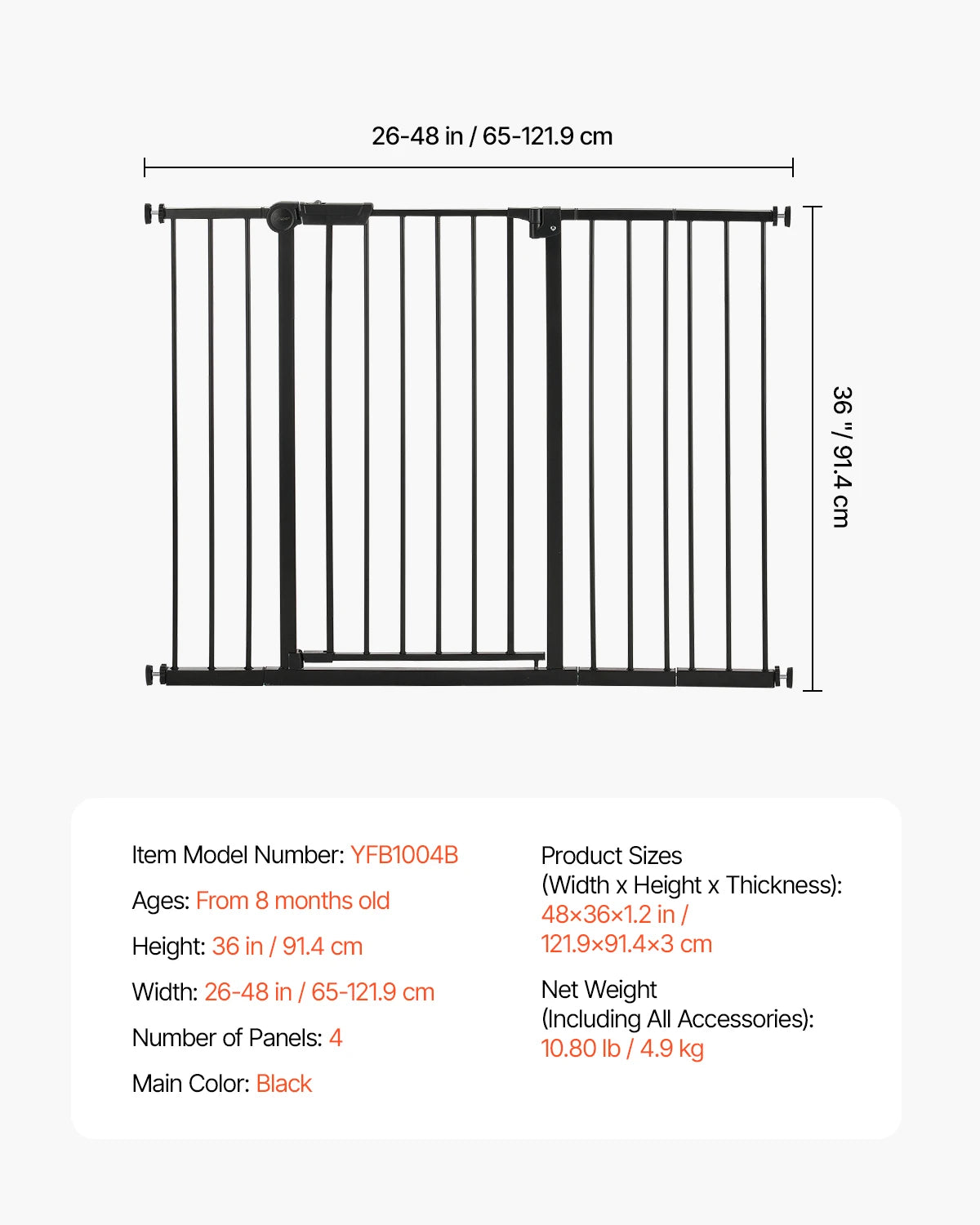 SucceBuy Baby Gate With Pressure Mount Walk Through