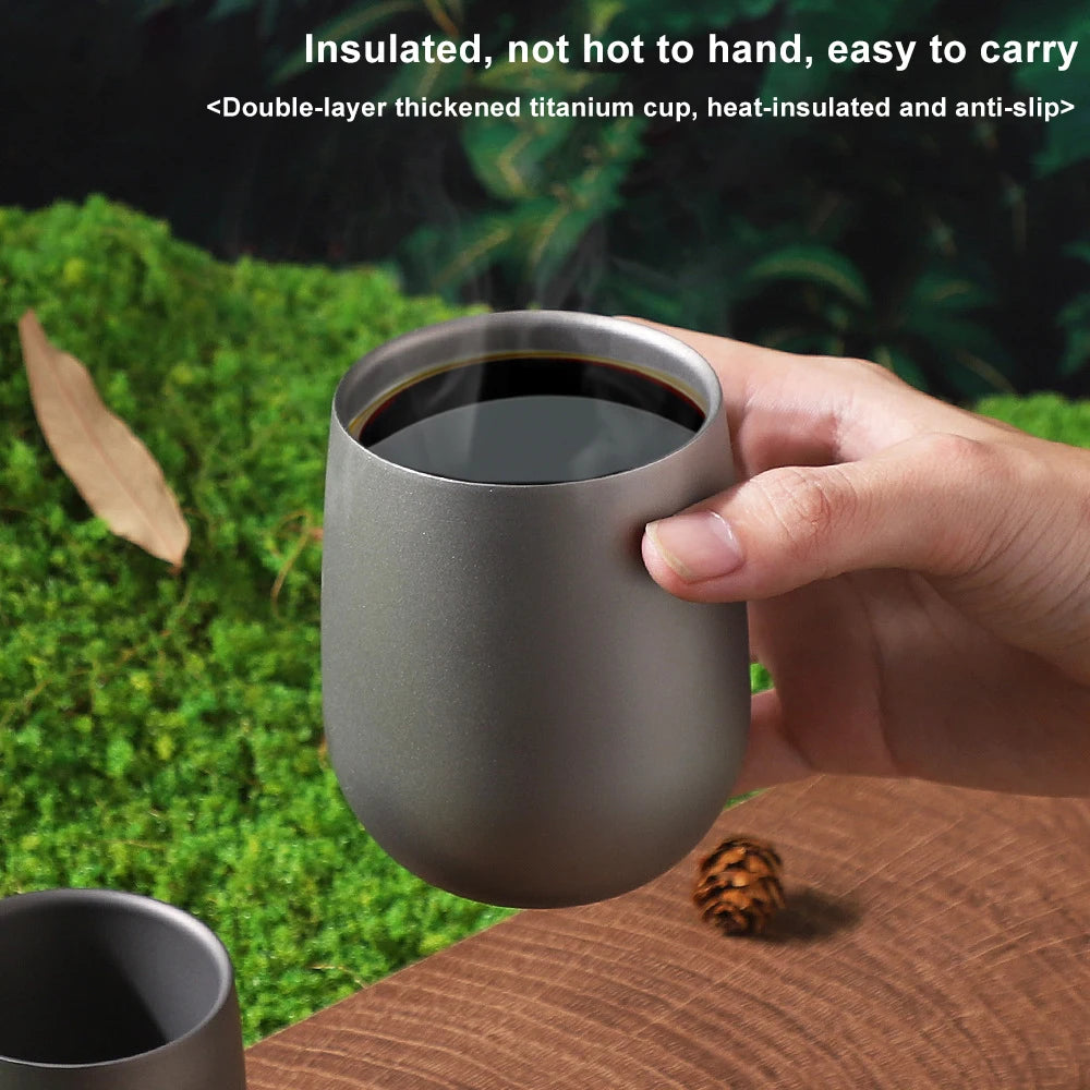 Titanium Insulated Double Wall Cup For Camping And Hiking Gear