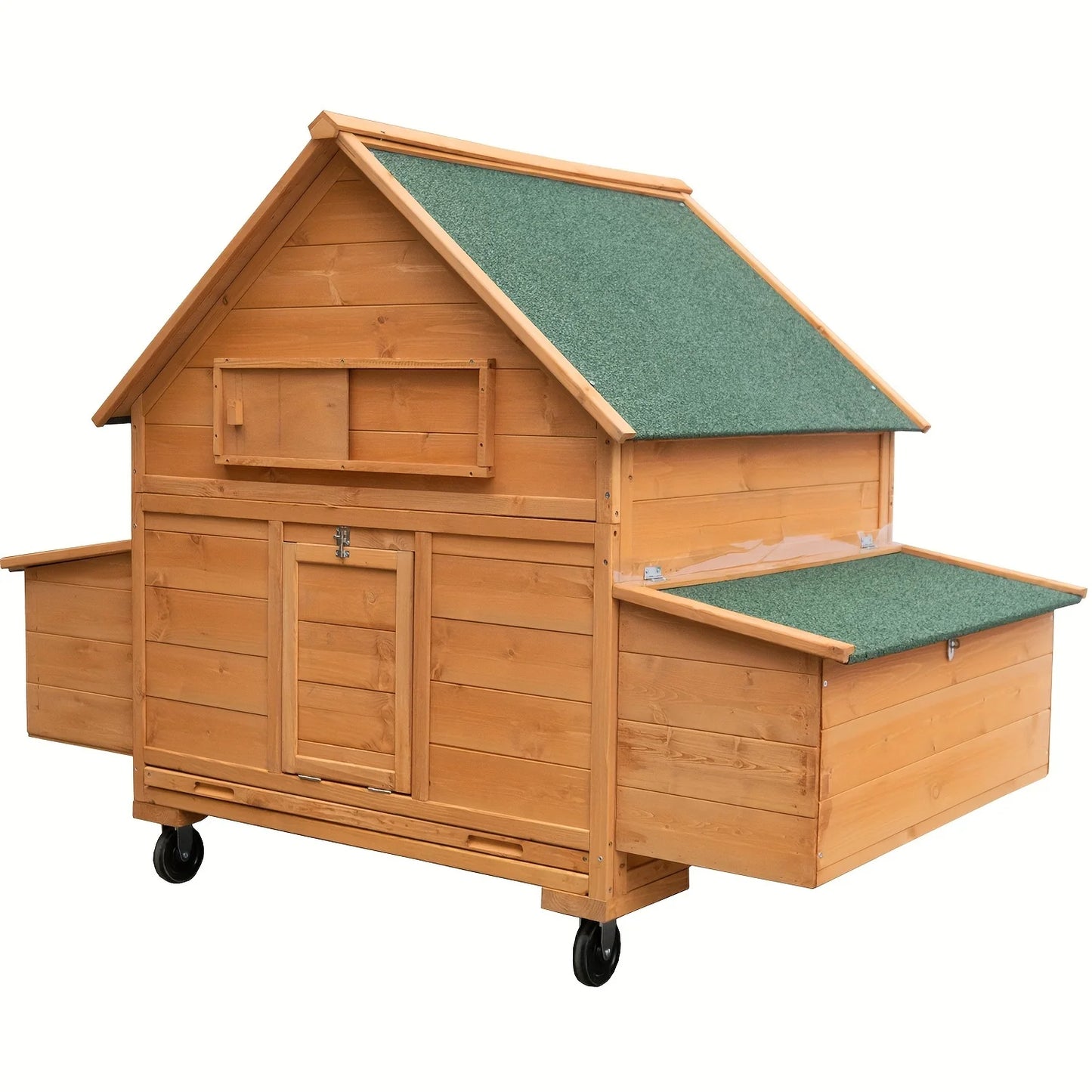 Mobile Wooden Chicken Coop On Wheels With Nesting Box