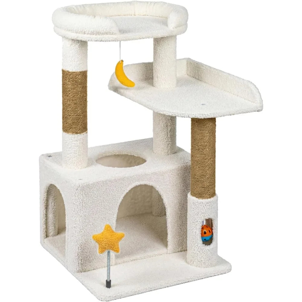 NBVCX Compact Cat Tree With Condo And Scratching Posts