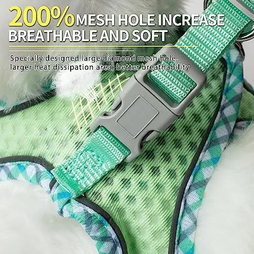 Soft harness for small dogs and cats, summer walking gear, reflective bands, ultra-thin, breathable, perfect fit.