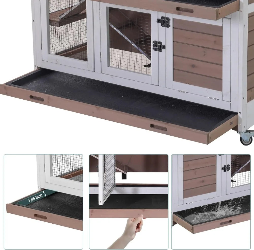 Indoor Rabbit Hutch And Guinea Pig Cage With Sliding Trays Ramp