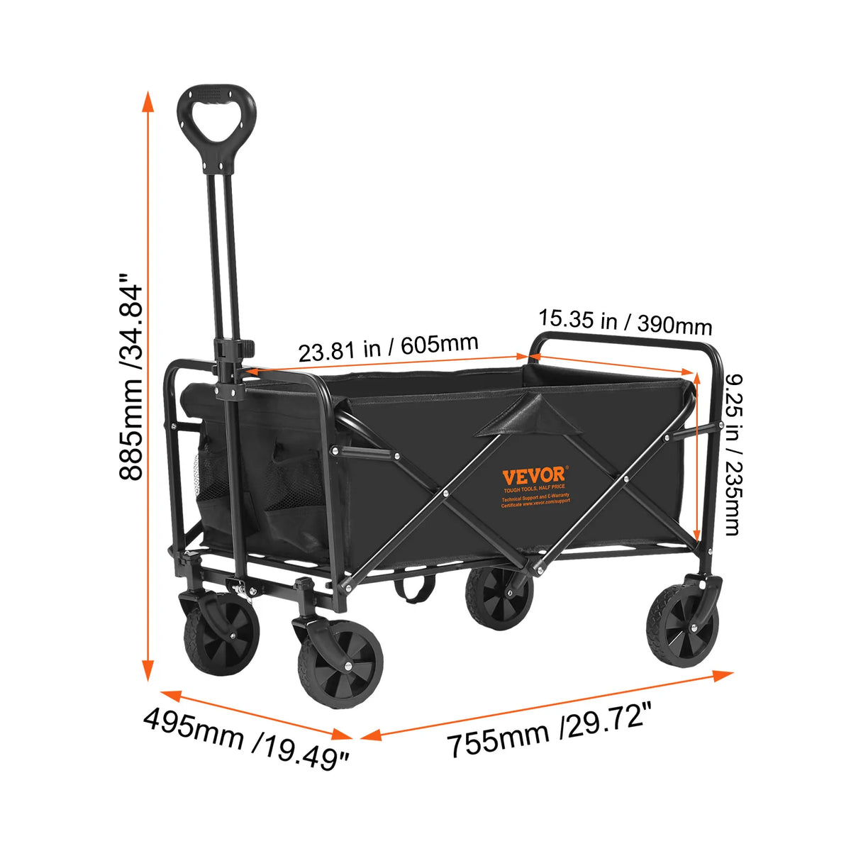SucceBuy Collapsible Folding Beach Wagon With All Terrain Wheels