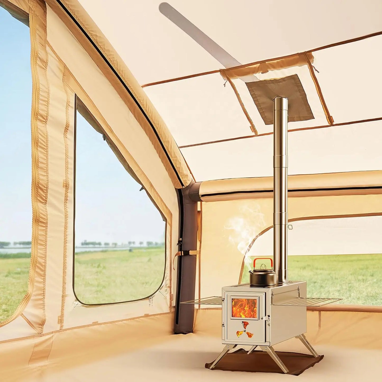 Inflatable Camping Tent For 4-6 People With Hand Pump