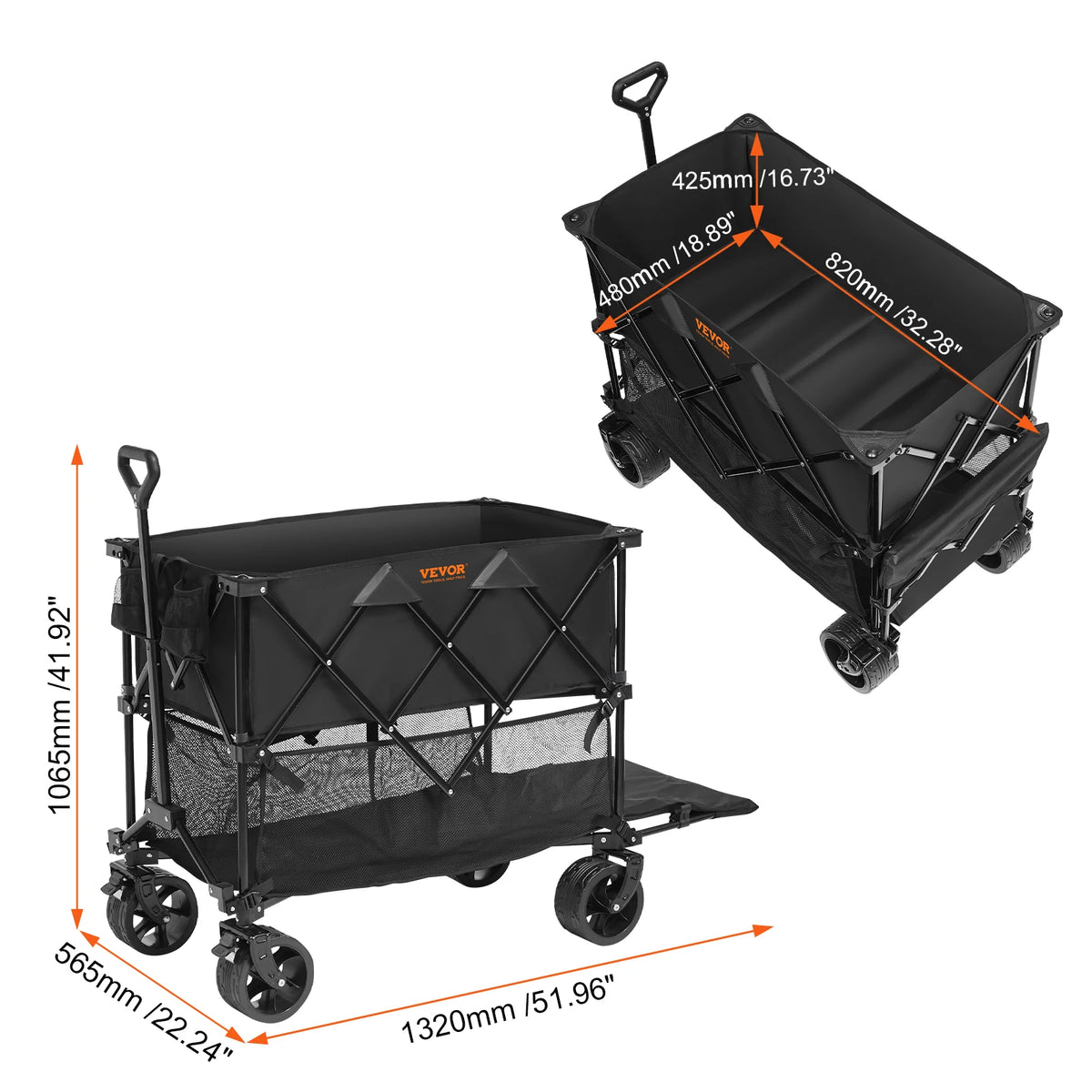 SucceBuy Collapsible Folding Beach Wagon With All Terrain Wheels