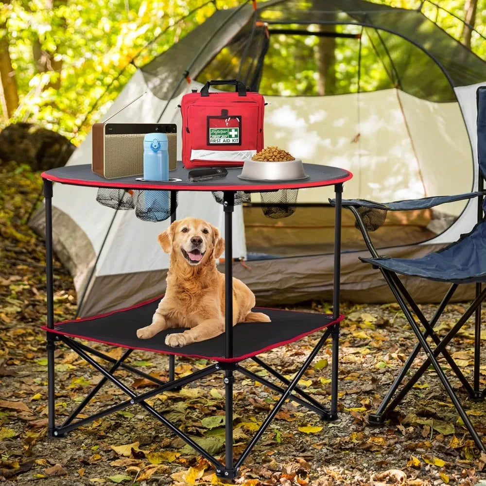 XIUWO Portable Folding Camping Table With Cup Holders
