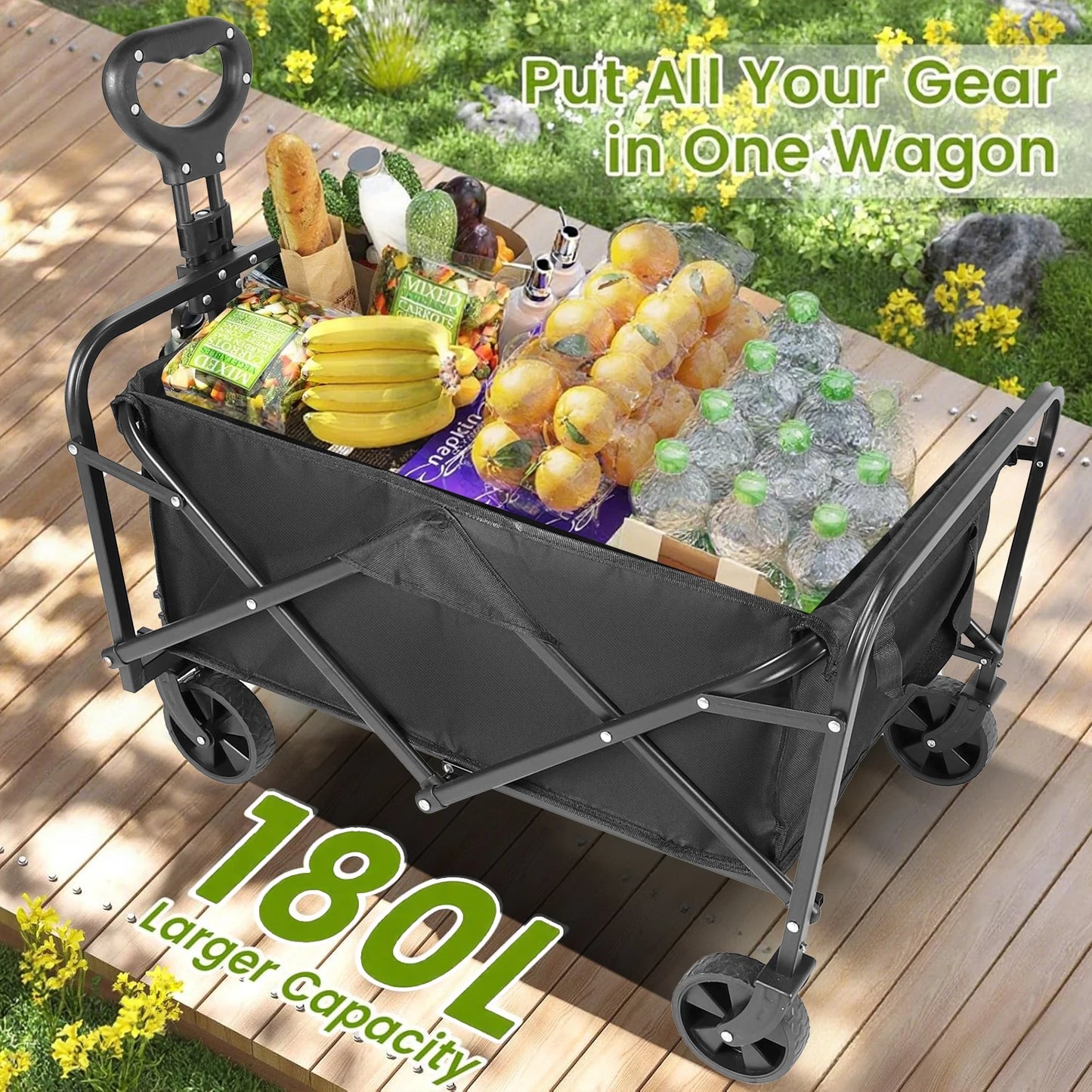 Heavy Duty Foldable Wagon Cart Portable Utility Wagon