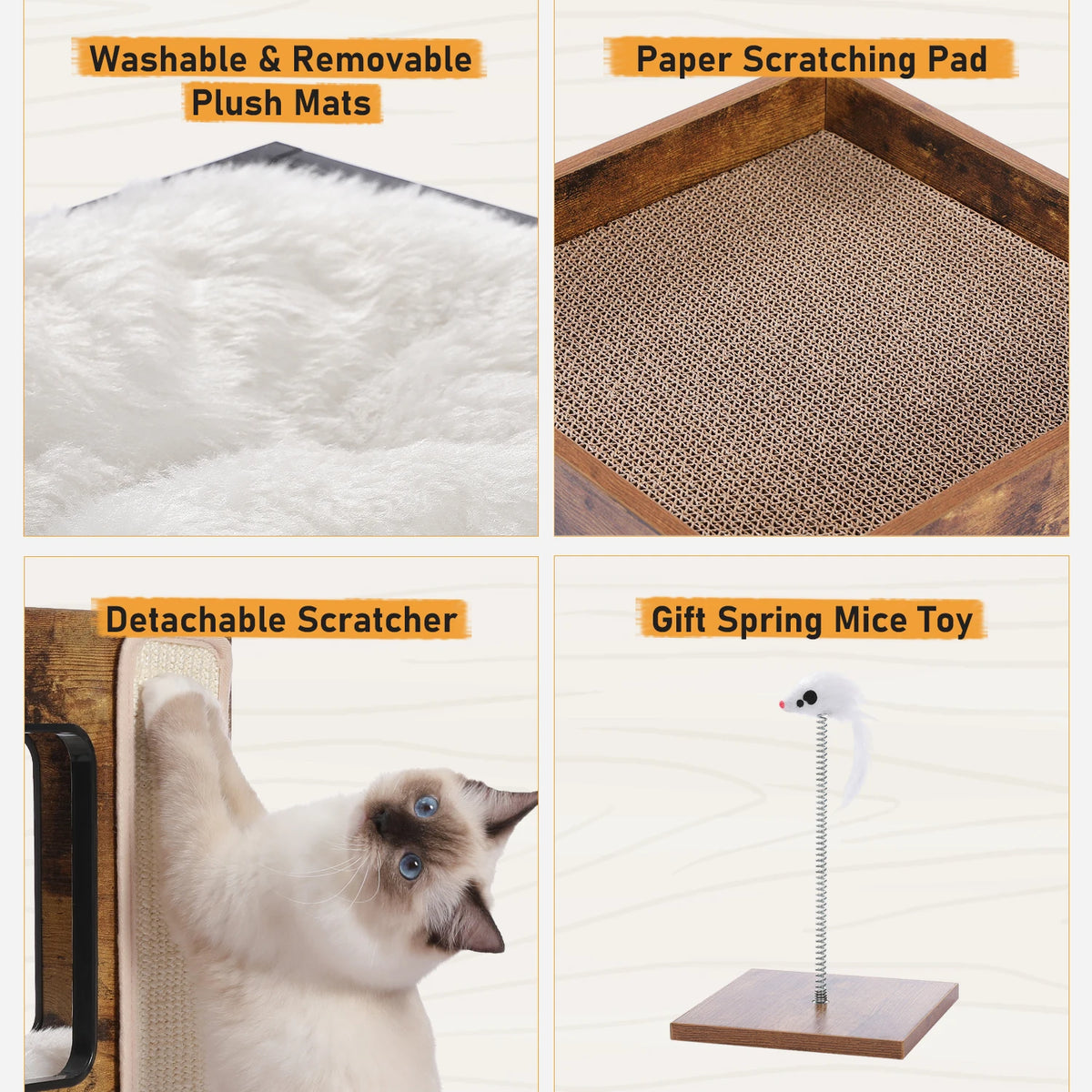 PAWZ Road Wooden Cat Condo With Comfortable Scratching Platform