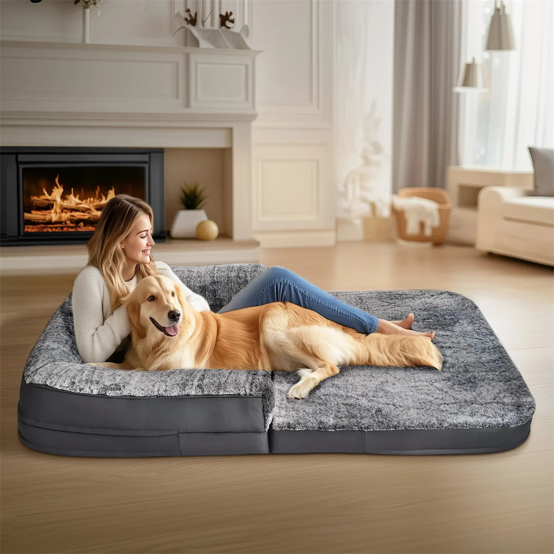 BINGOPAW Foldable Calming Orthopedic Dog Bed With Plush Cover